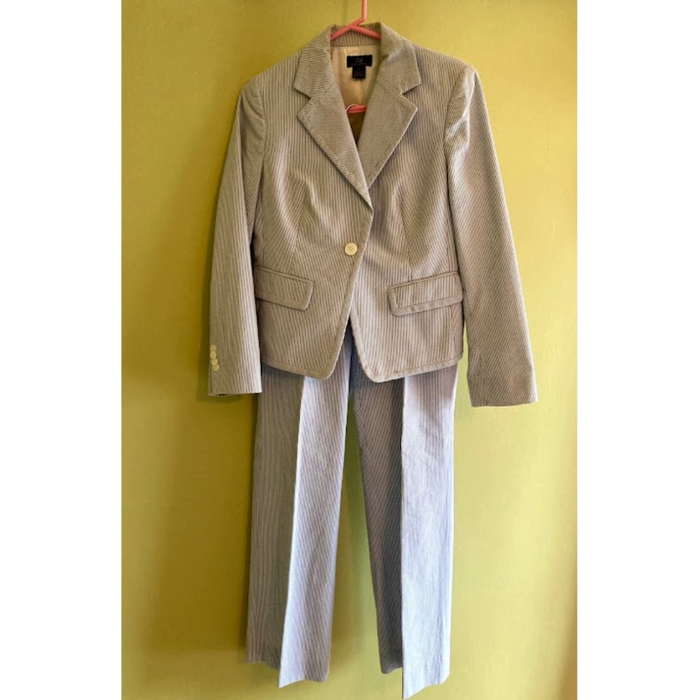 White and Navy Blue Pant & Skirt Suit - Ann Taylor